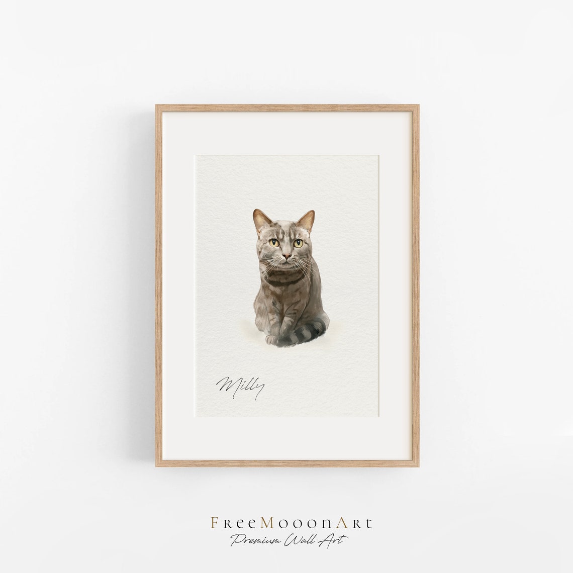 Charlie the Cat Orange Tabby Personalized Watercolor Portrait Poster - Image 3