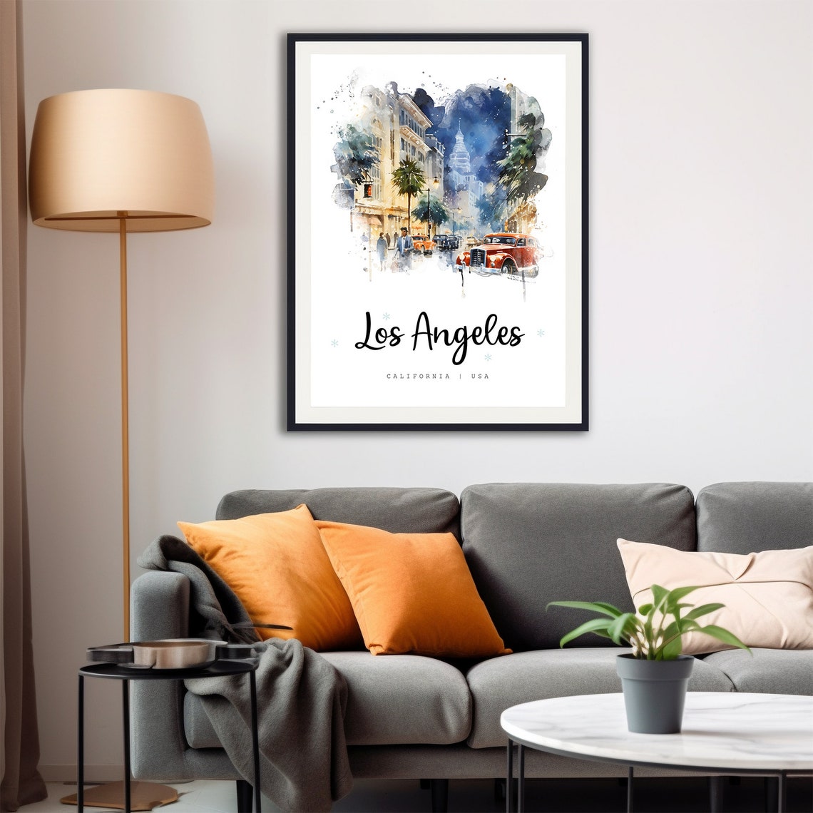 Los Angeles Travel Poster California City Print California Wall Art Print Usa Prints Los Angeles Watercolor Painting - Image 4