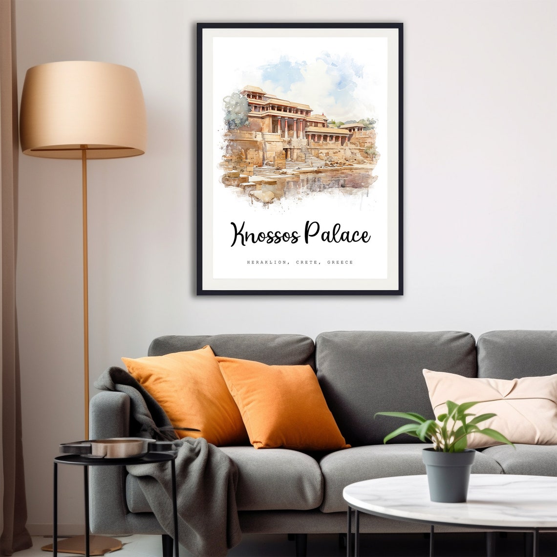 Knossos Palace Heraklion Crete Greece Travel Poster Heraklion City Print Greece Wall Art Europe Prints Art Watercolor Painting - Image 4