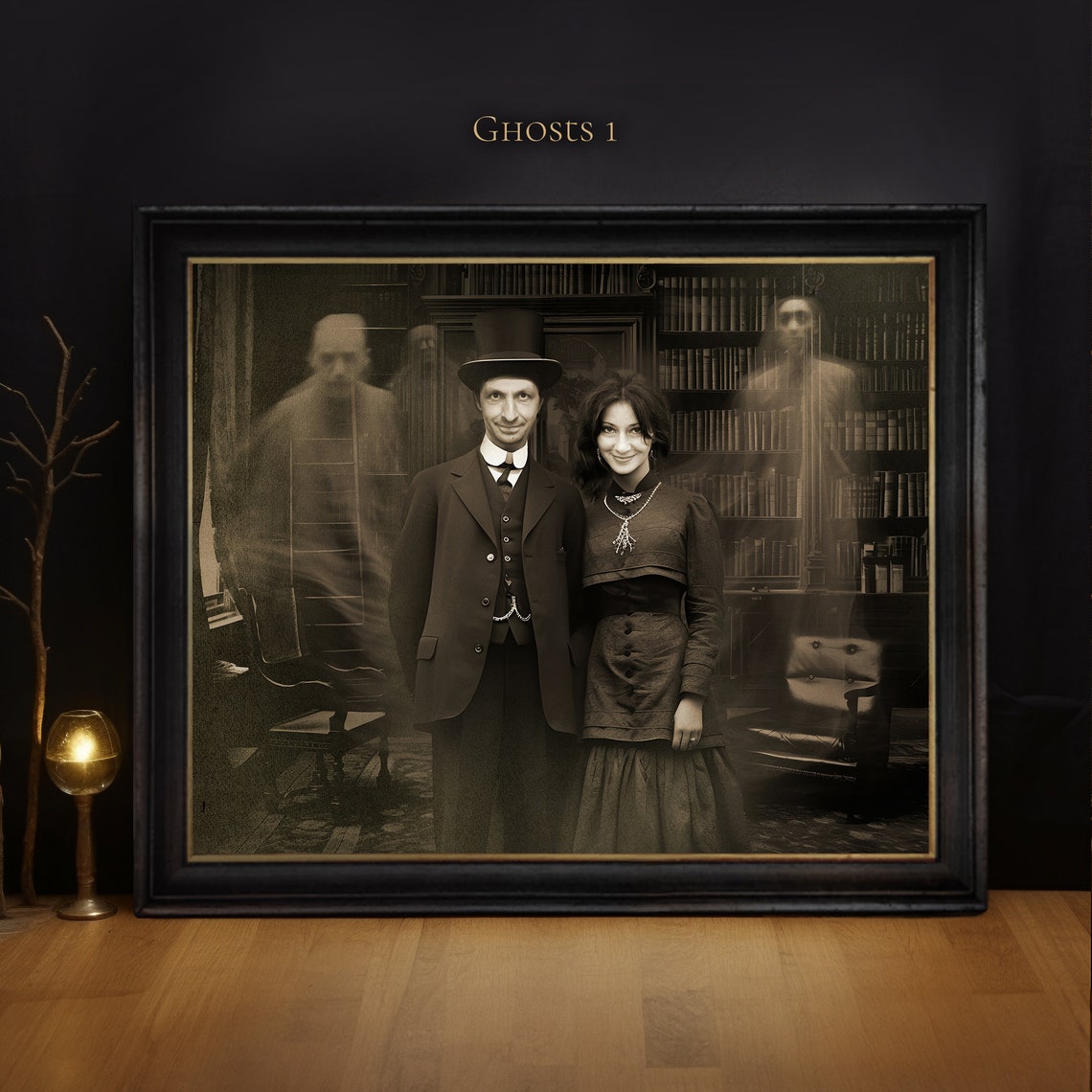 Witch and Alchemist Gothic Couple Custom Halloween Portrait Poster - Image 3