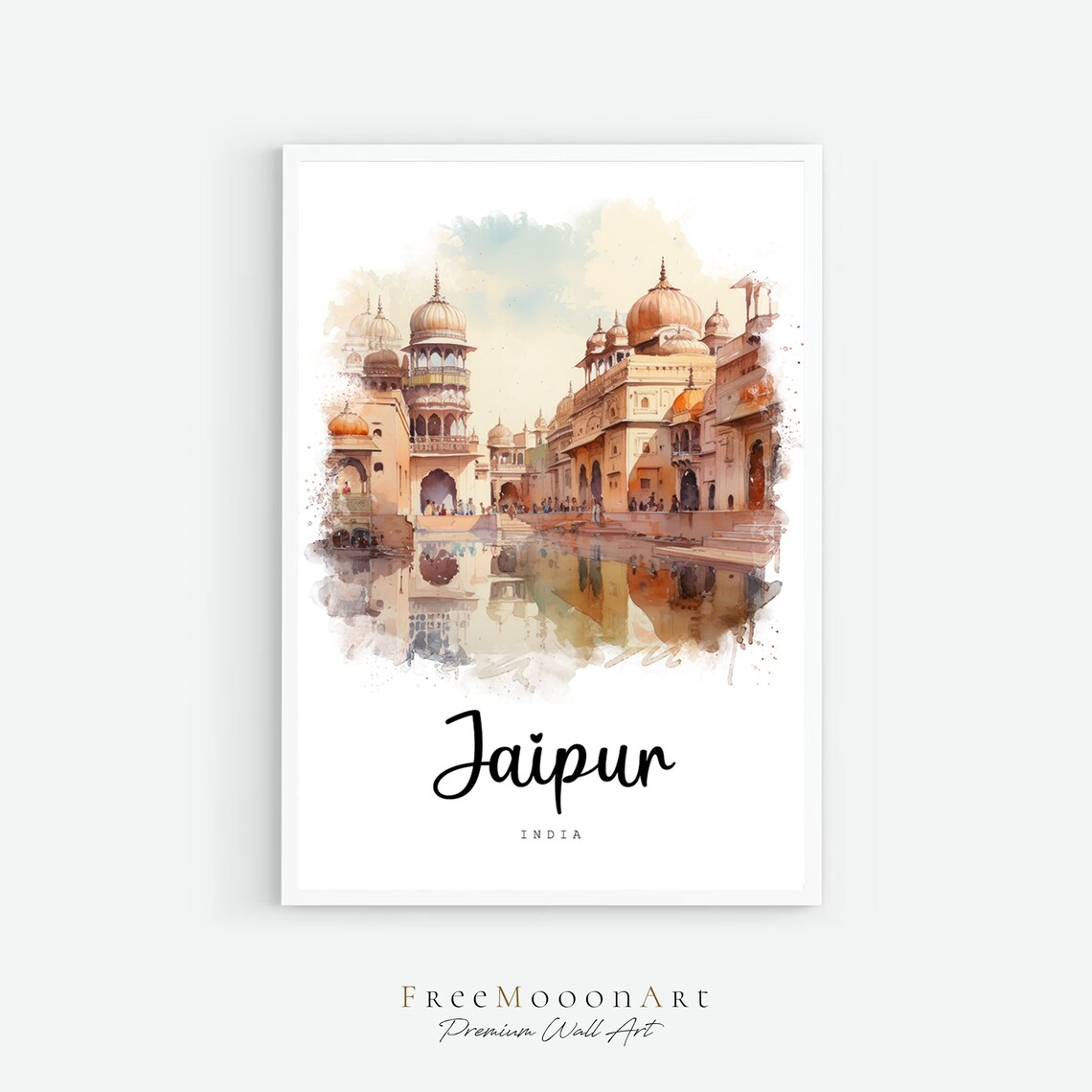 Jaipur India Pink City Palace Architecture Watercolor Travel Poster