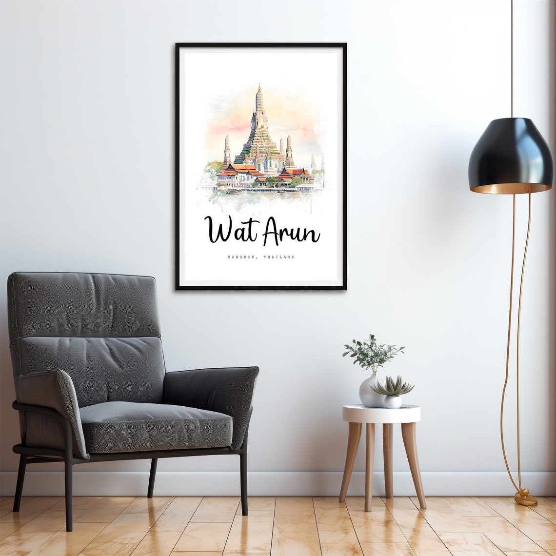 Wat Arun Bangkok Travel Poster Bangkok City Print Thailand Wall Art Prints Art Bangkok Watercolor Painting Buddhist Temple - Image 4