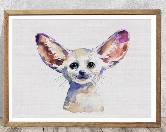 Fennec Fox Watercolor Animal Art Print