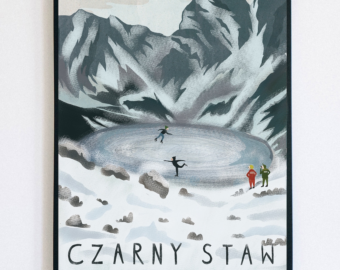 Czarny Staw Zakopane Travel Poster, Boho Vintage