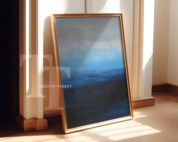 Simple Abstract Grey Blue Navy Painting