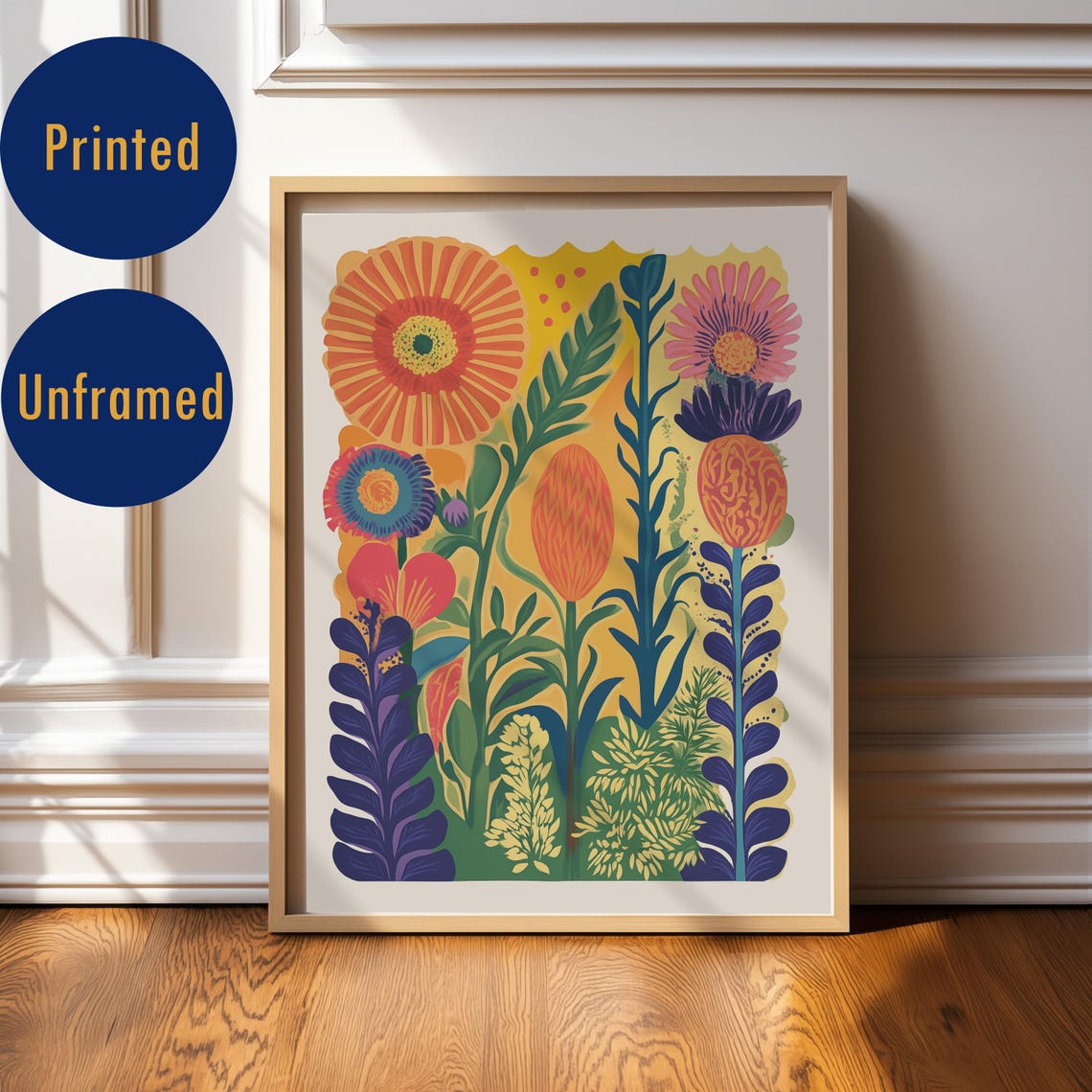 Vibrant Floral Bold Modern Art Colorful Flower Garden Poster