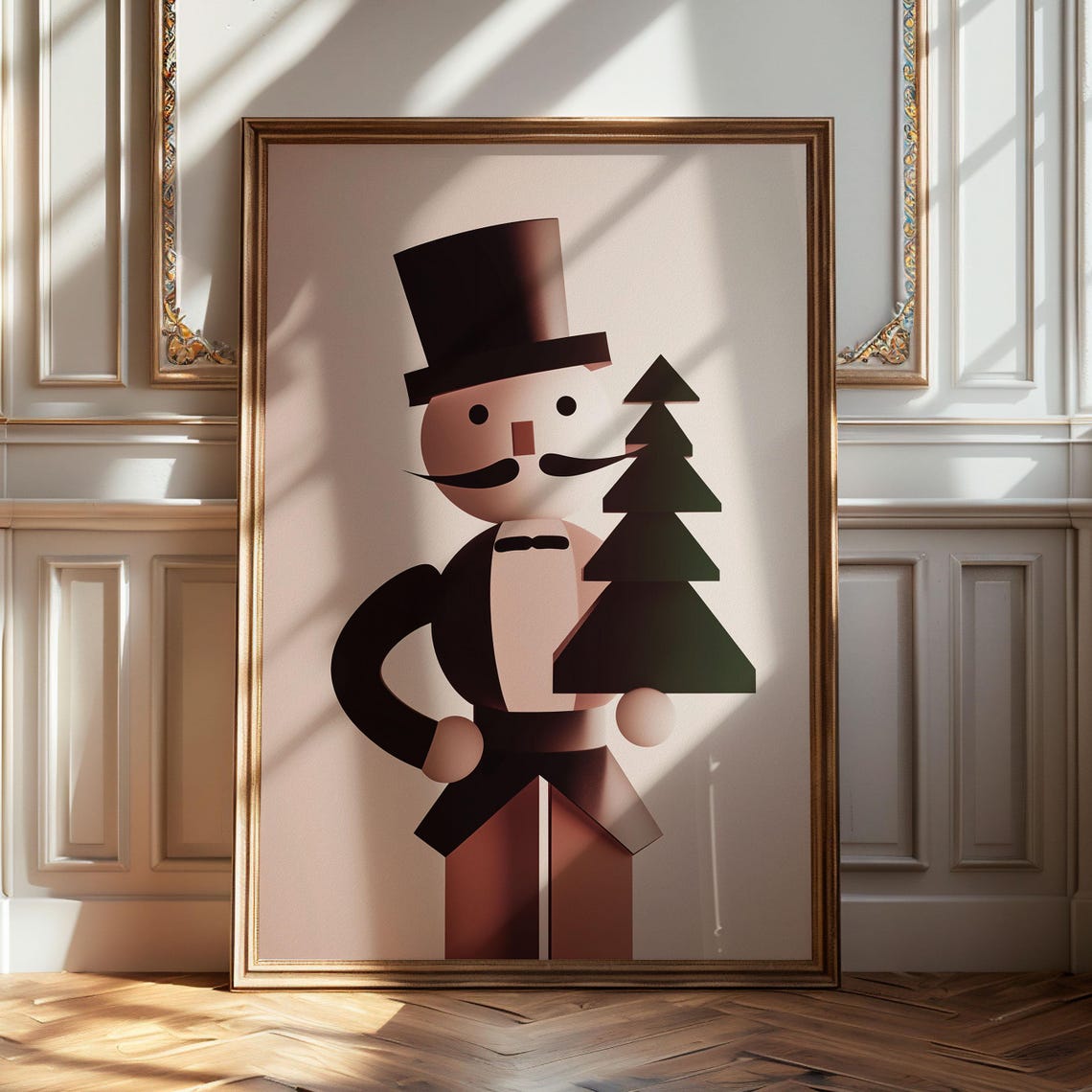 Modern Geometric Nutcracker Soldier Christmas Tree Art Poster - Image 4