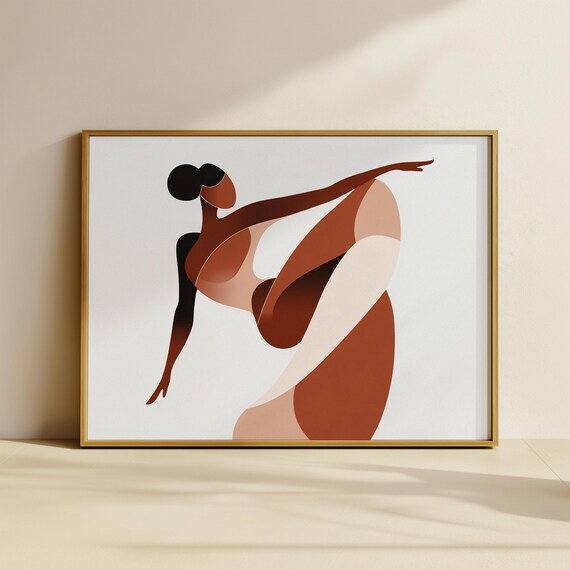 Abstract Terracotta Dancer Modern Horizontal Minimalist Poster