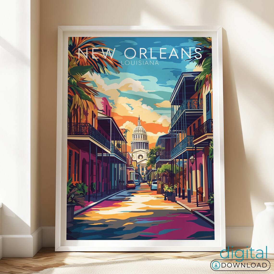Bourbon Street New Orleans Travel Poster