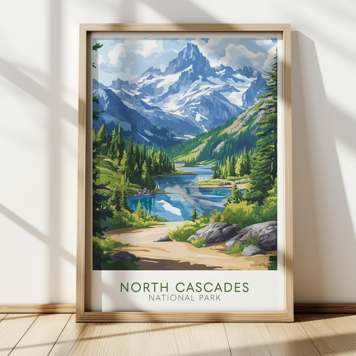 North Cascades National Park Alpine Trail Lake View Scenic Travel Poster