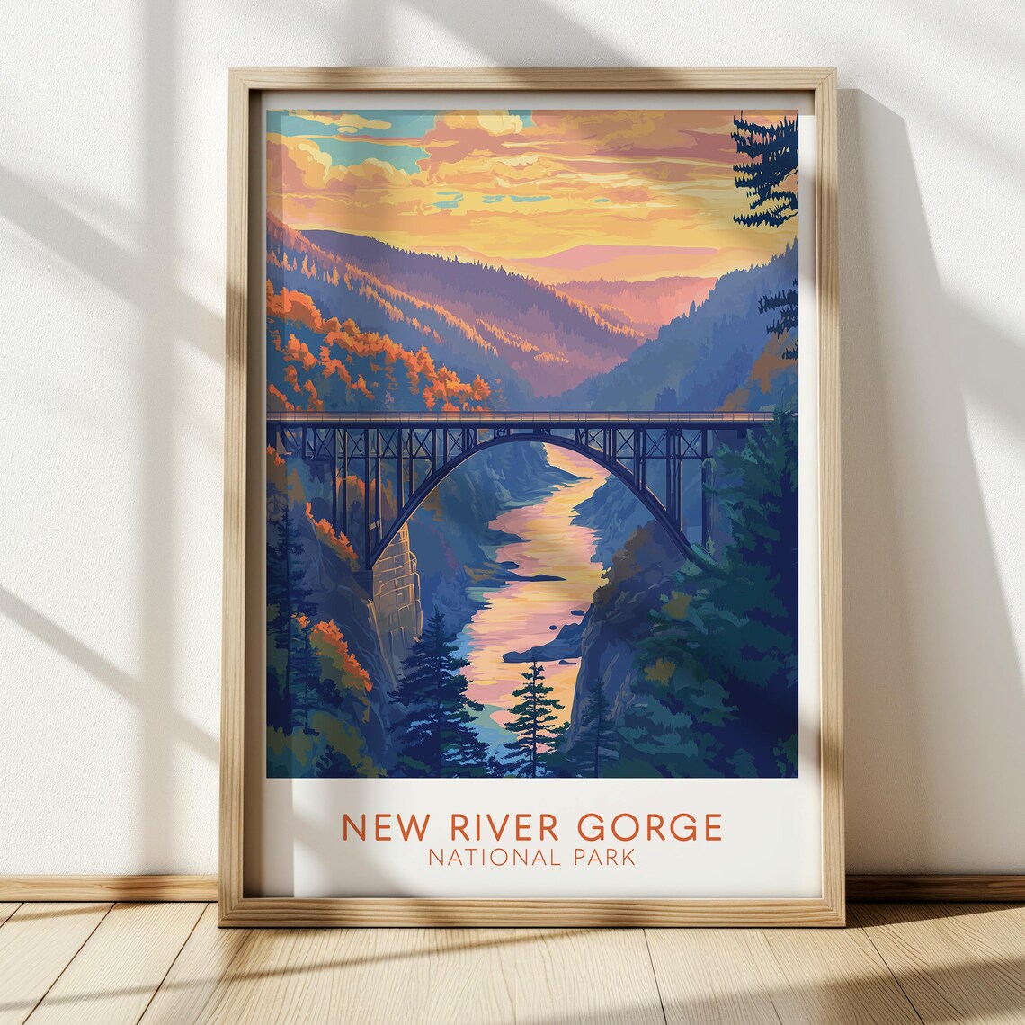 New River Gorge Vintage Travel Poster, National Park
