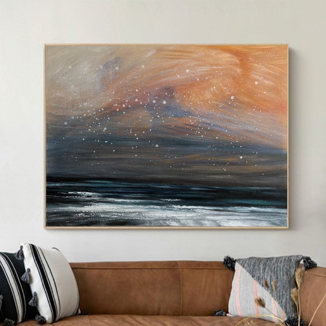 Orange Sky Abstract Sea Landscape Poster Print