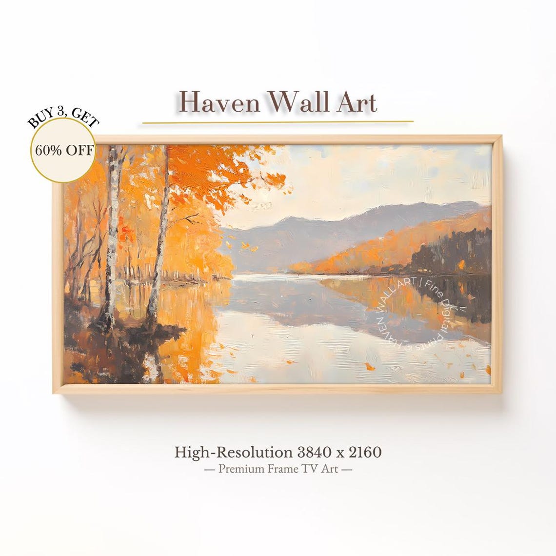 Impressionist Autumn Lake Forest Warm Golden Reflections Poster
