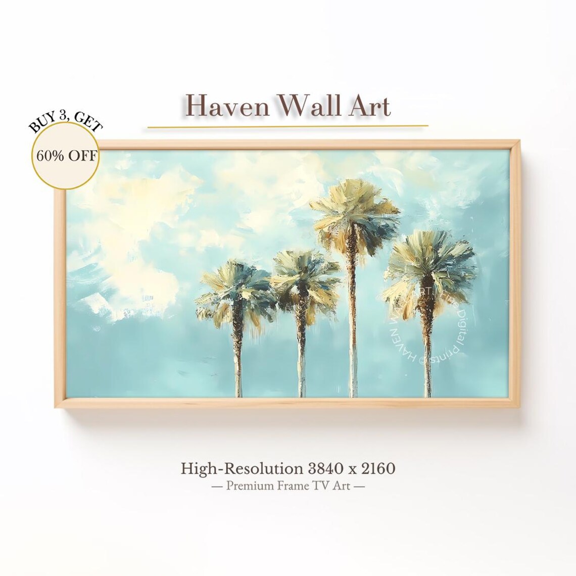 Palm Trees Turquoise Sky Impressionist Tropical Beach Summer Art Poster