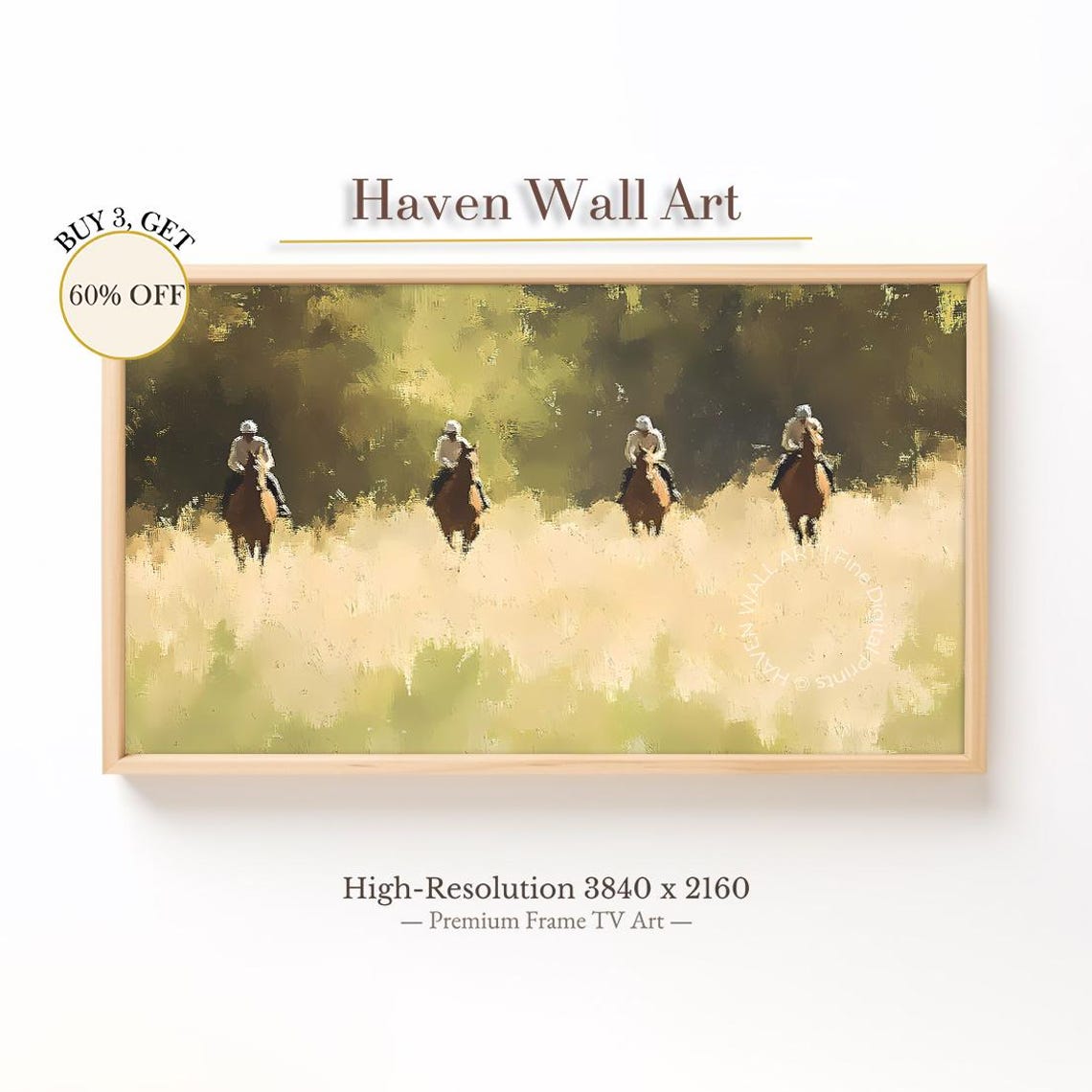 Horseback Riders Summer Meadow Golden Field Riding Art Poster