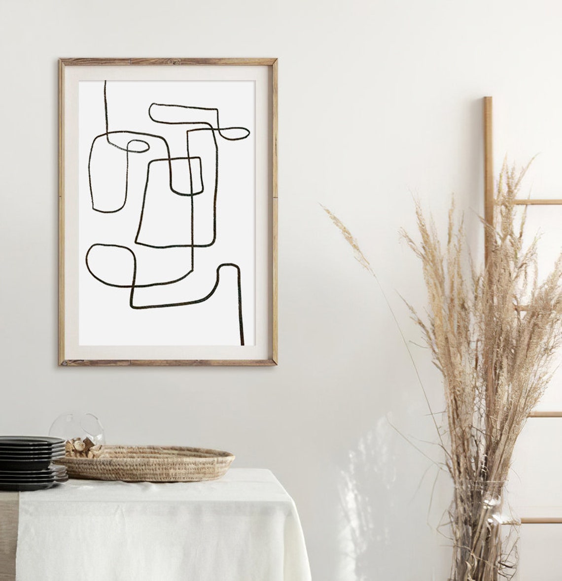 Abstract Squiggle Line Face Playful Continuous Line Doodle Art Poster - Image 2