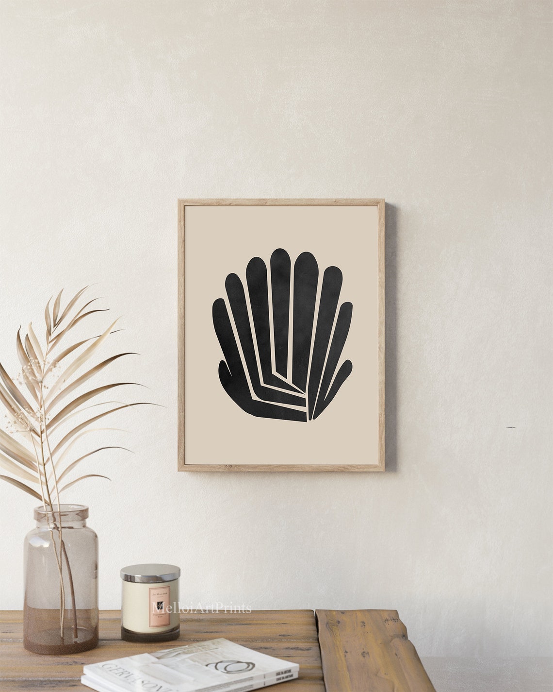 Black Shell Abstract Shape Beige Minimalist Modern Art Poster - Image 2