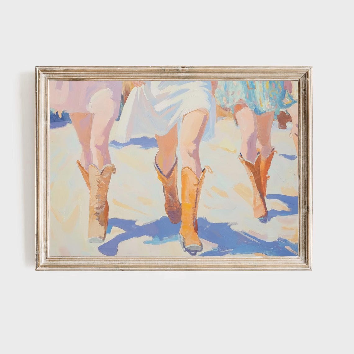 Cowgirl Boots Painting Western Fashion Art Print Country Girls Wall Decor Pastel Colors Artwork Modern Ranch Style Summer Fun