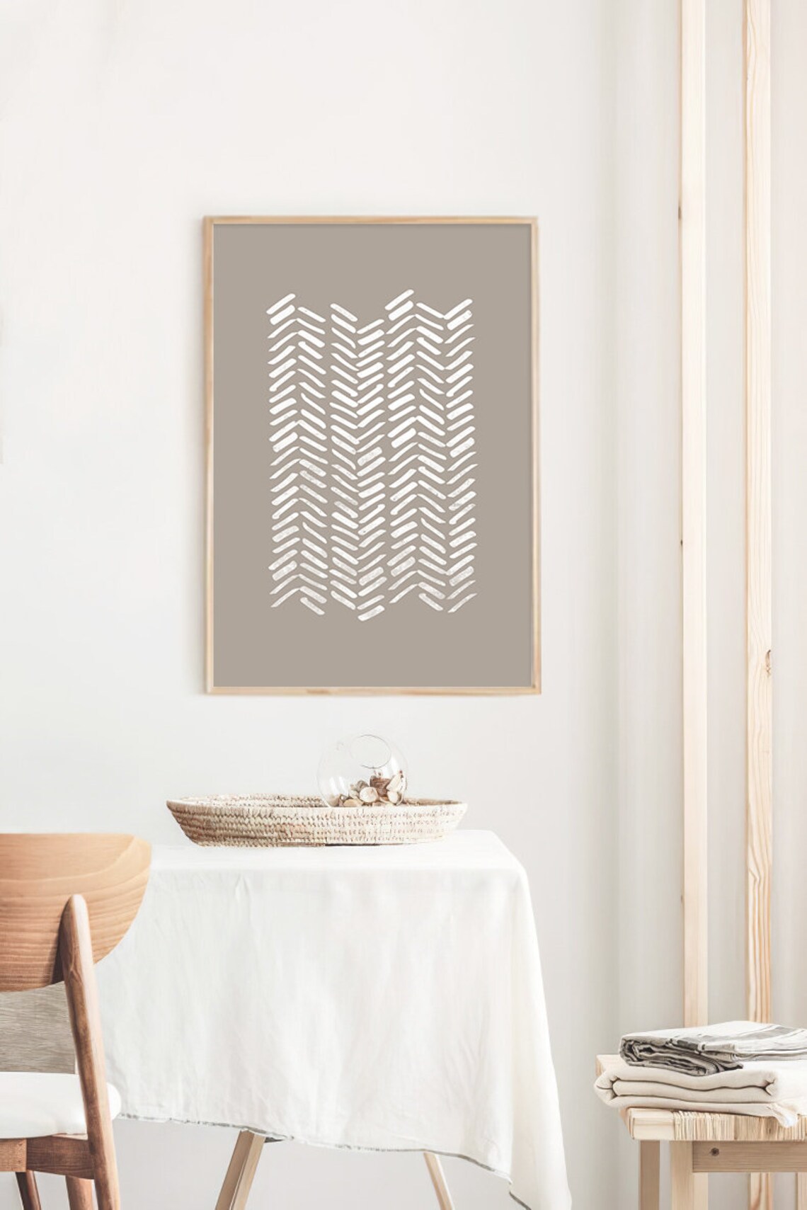 White Gray Abstract Mid Century Line Art Poster - Image 2