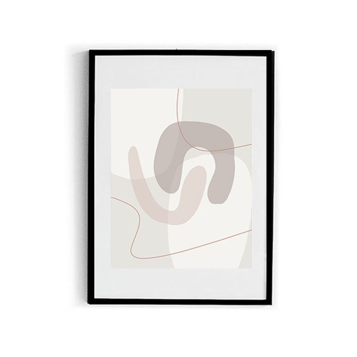 Blush Beige Soft Shapes Delicate Line Minimal Abstract Wall Print