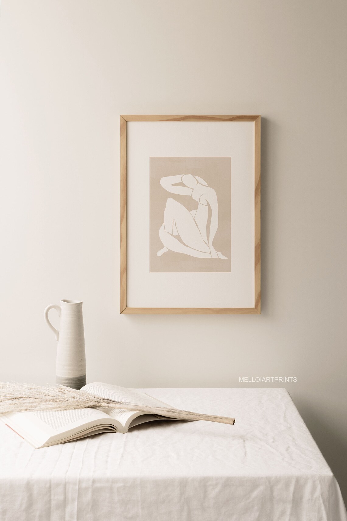 Matisse Inspired Seated Figure Cutout Neutral Beige Wall Art