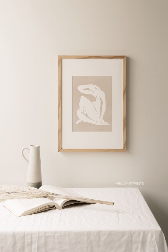 Beige White Abstract Wall Art Henri Matisse Modern Wall Art Minimalist Print Wall Decor Living Room Wall Art Scandinavian Print