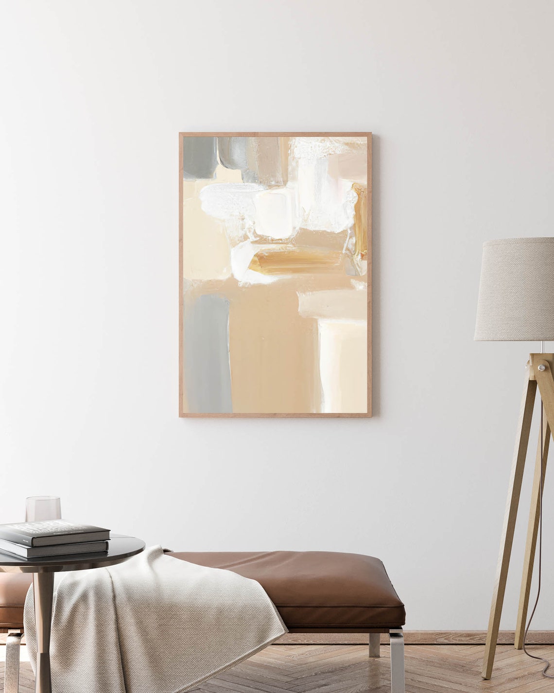 Earth Tone Abstract Brushstrokes Beige Tan Modern Minimal Art Poster - Image 2