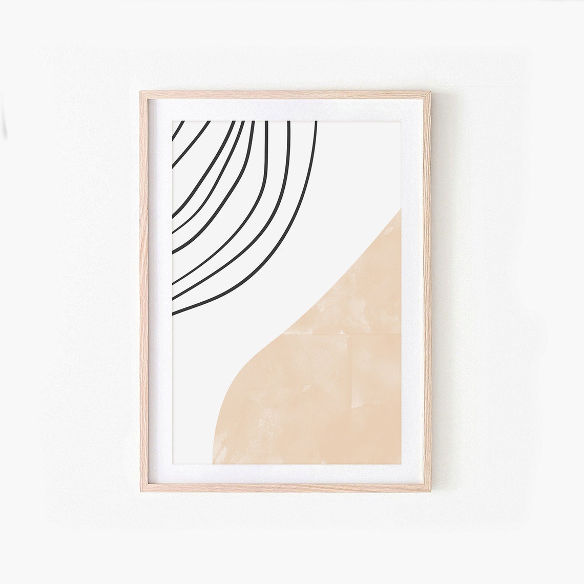 Black Curving Lines Over Beige Arch Minimalist Modern Abstract Poster - Image 3