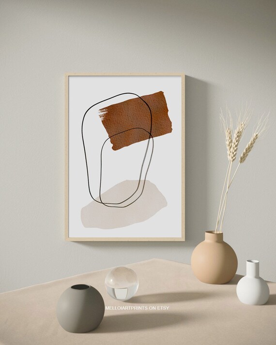 Beige Print Neutral Wall Art Minimalist Art Wall Art Geometric Watercolor Print Boho Decor Abstract Print
