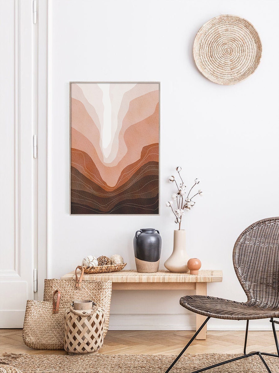 Terracotta Canyon Layers Abstract Earth Tone Modern Wall Poster - Image 3
