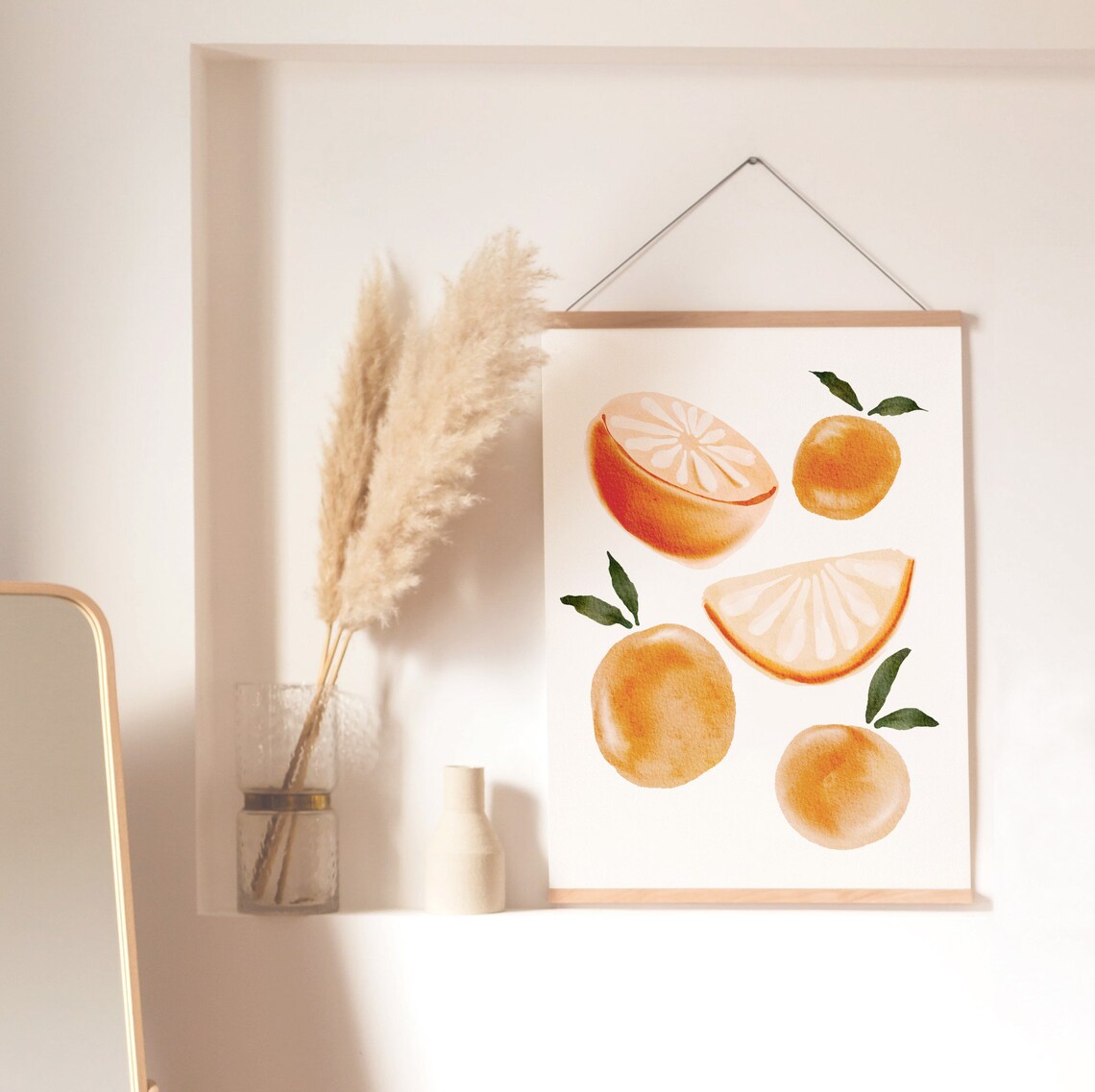Watercolor Oranges Slices And Leaves Citrus Fruit Kitchen Art Poster - Image 3