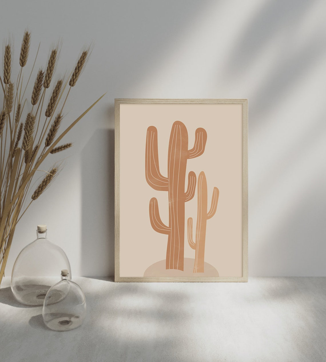 Desert Cactus Pair Terracotta Minimal Boho Southwestern Wall Poster - Image 2