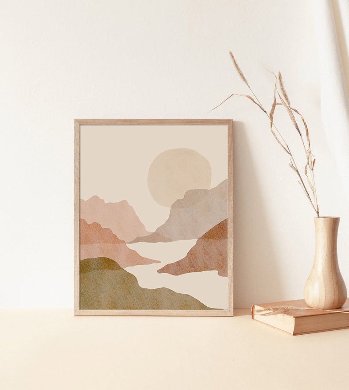 Peach Terracotta Desert Canyon Sun Abstract Watercolor Poster Decor - Image 2