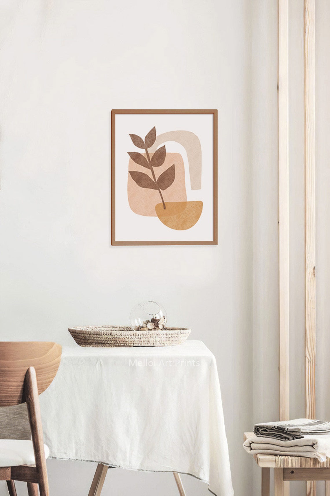Boho Leaf Branch Earth Tone Geometric Minimalist Modern Poster - Image 3