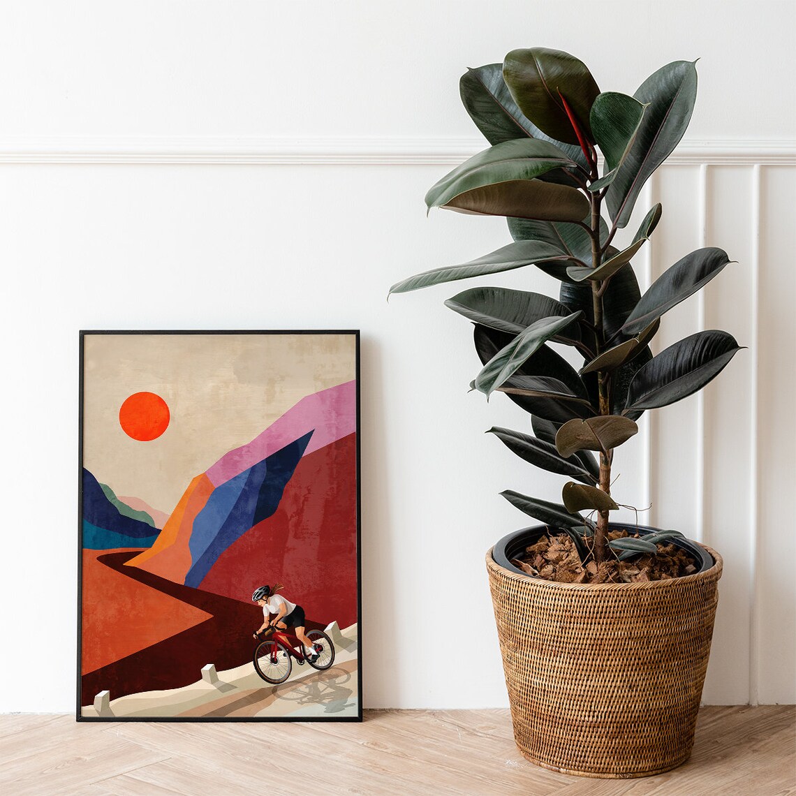 Cycling Woman Descending Art Print, Gift for Cyclists - Image 2