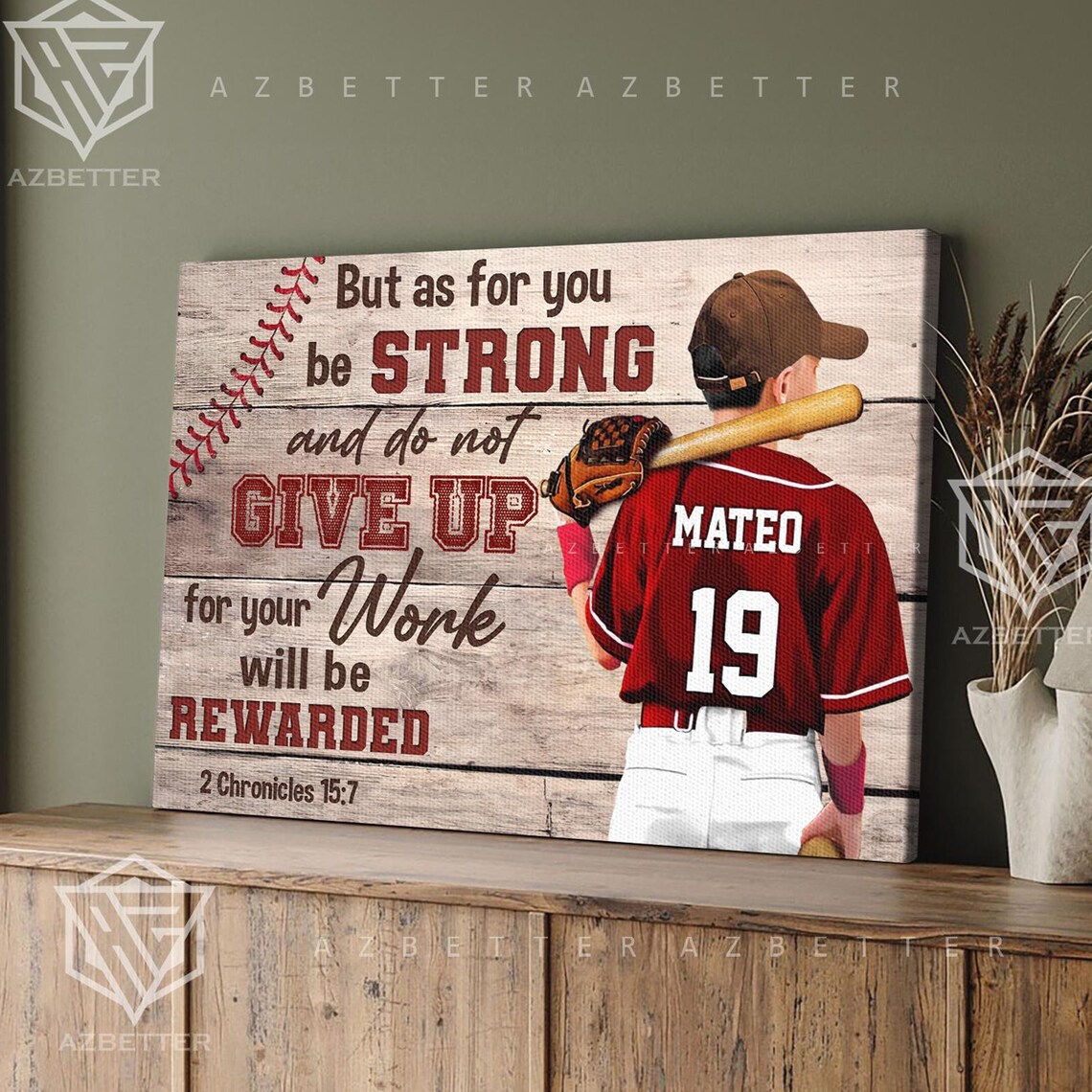 Personalized Baseball Scripture Motivational Art