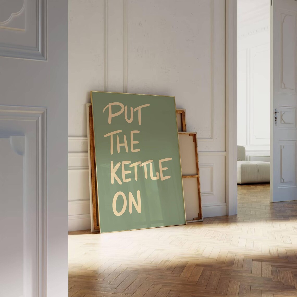 Put The Kettle On Retro Kitchen Quote Art Print - Image 3