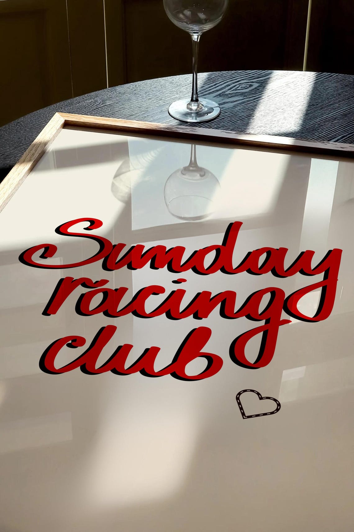 Sunday Racing Club Red Script Trendy Typography Dorm Wall Art - Image 2