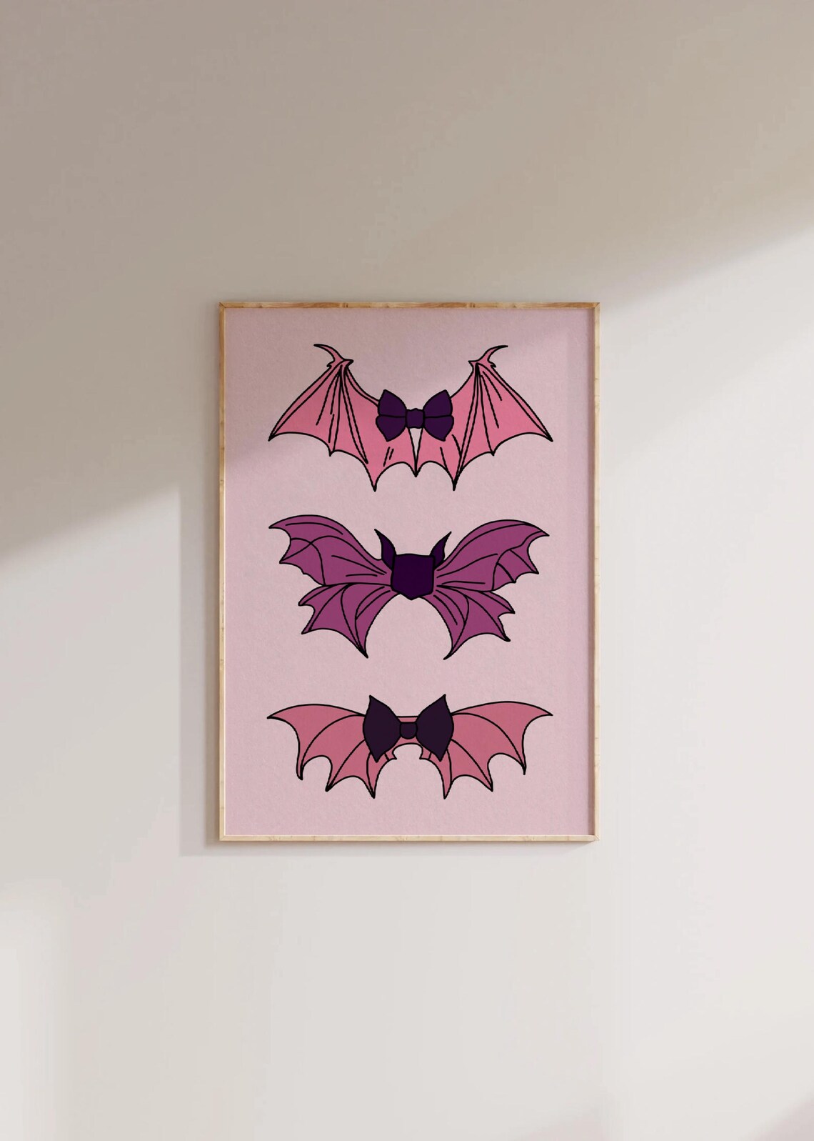 Coquette Pink Halloween Bats with Bows Trendy Spooky Season Poster - Image 2