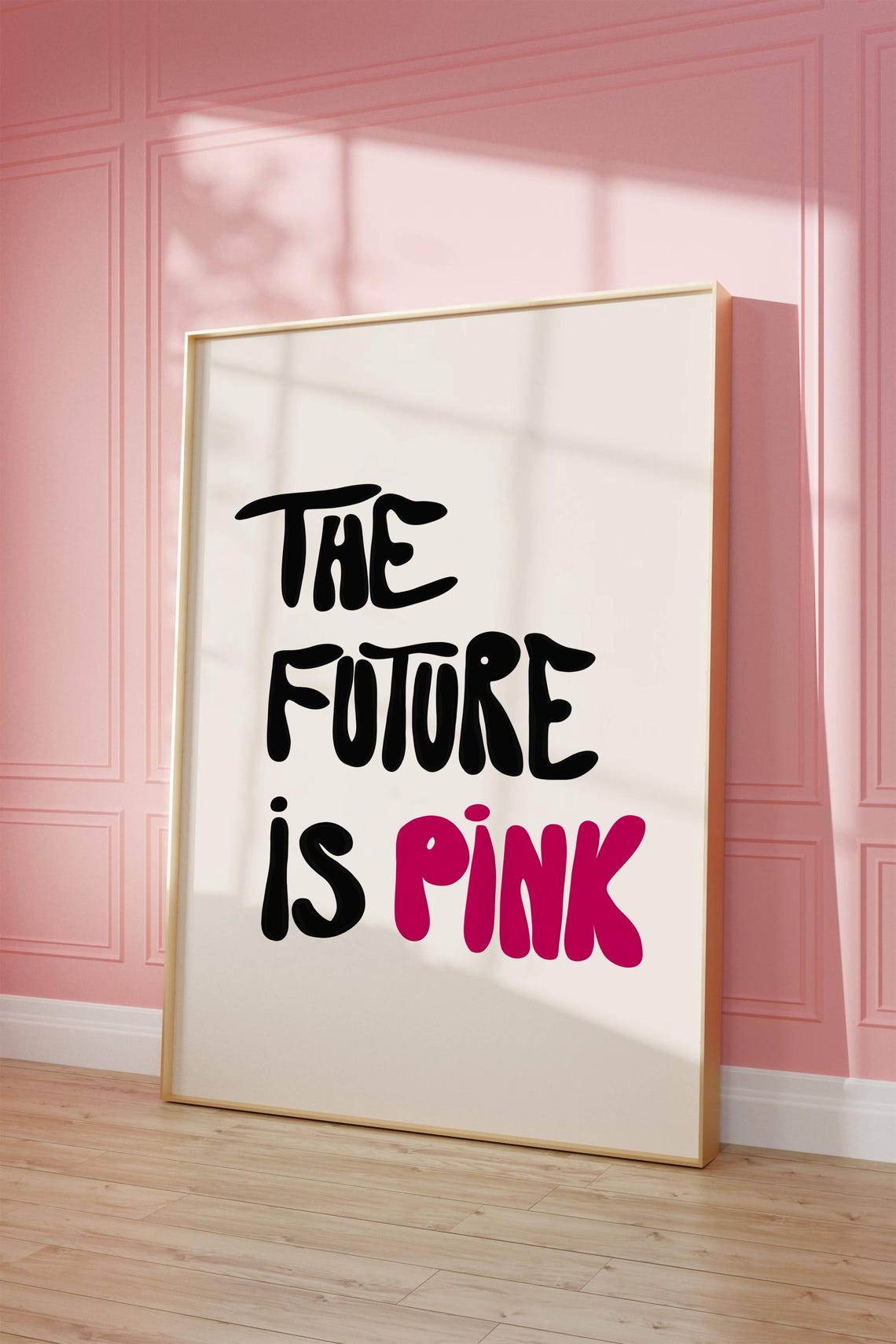 The Future Is Pink Bold Black Statement Feminine Affirmation Poster - Image 3
