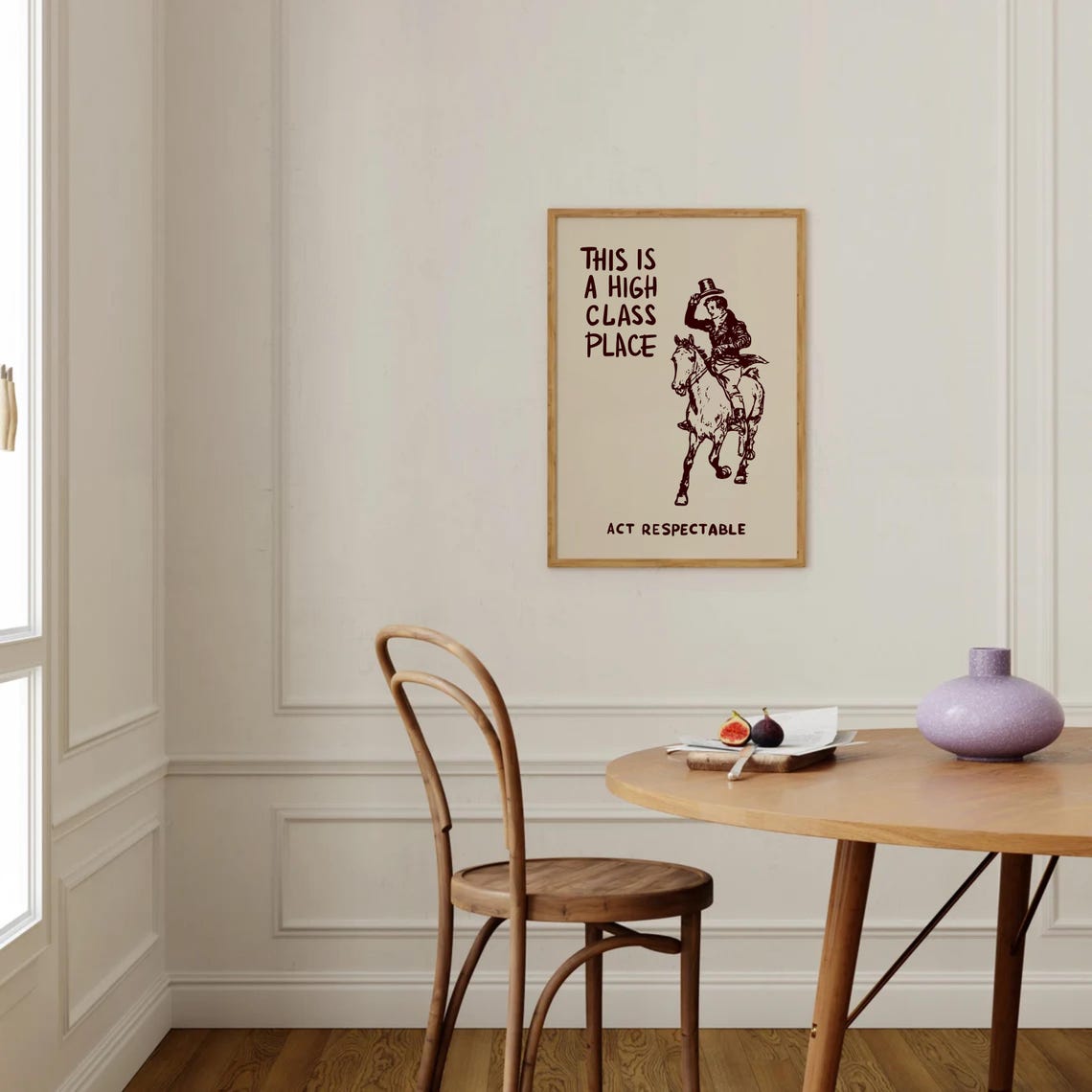 This Is A High Class Place Maroon Horse Rider Etching Quote Poster - Image 2