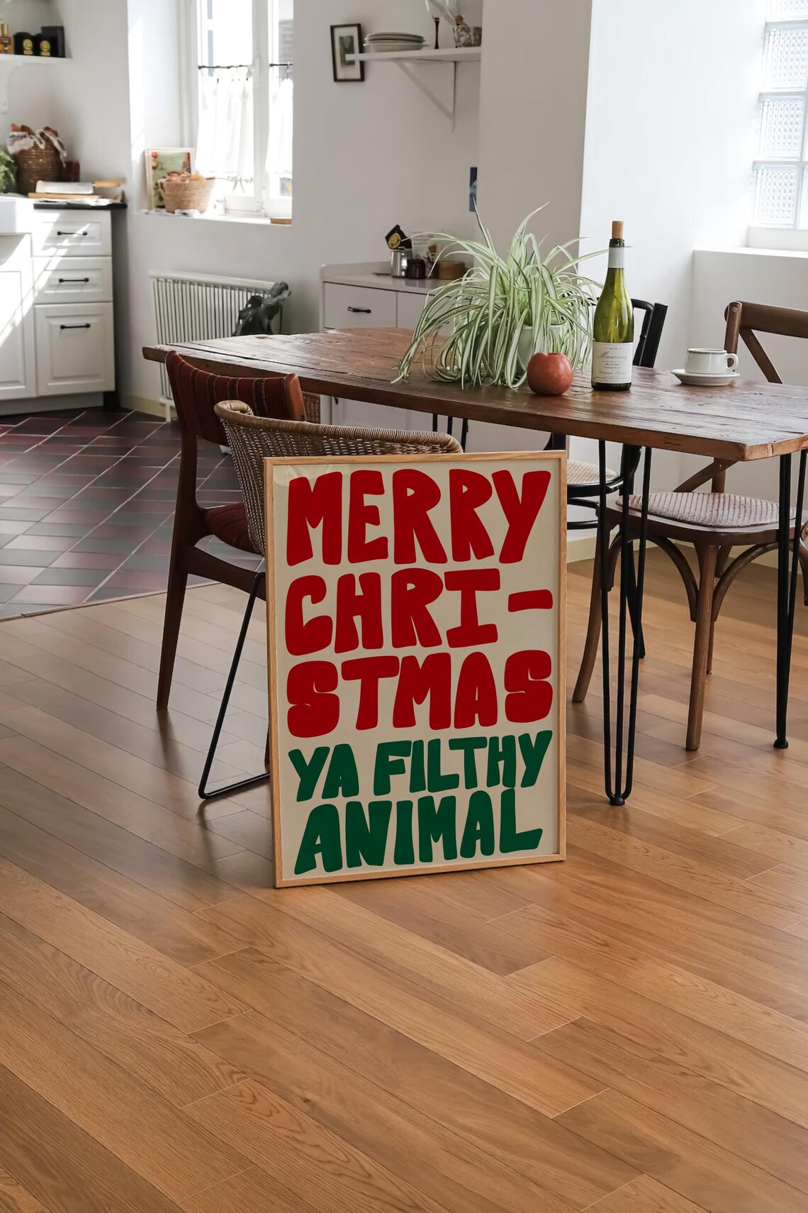 Merry Christmas Ya Filthy Animal Red Green Funny Holiday Poster - Image 2
