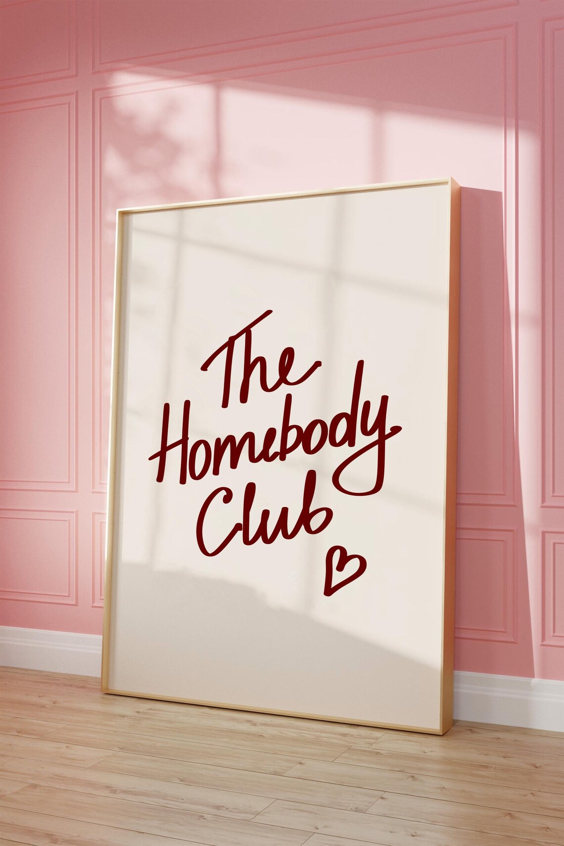 Trendy The Homebody Club Burgundy Script Quote Minimalist Wall Art - Image 2