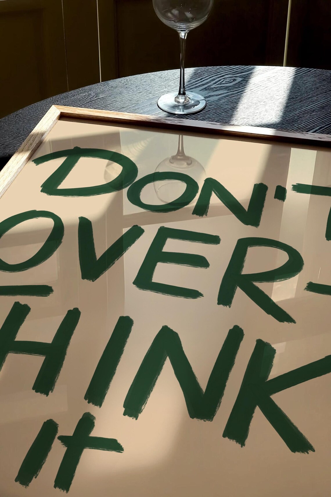 Dont Overthink It Dark Green Brush Lettering Mindfulness Poster - Image 2