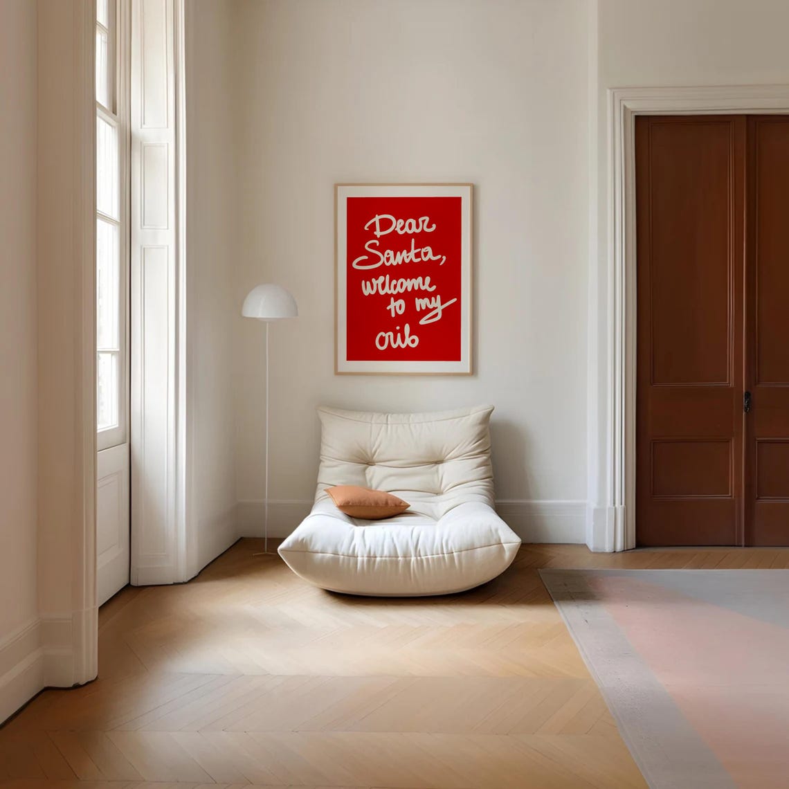 Dear Santa Welcome To My Crib Bold Red Cheeky Script Quote Poster - Image 2