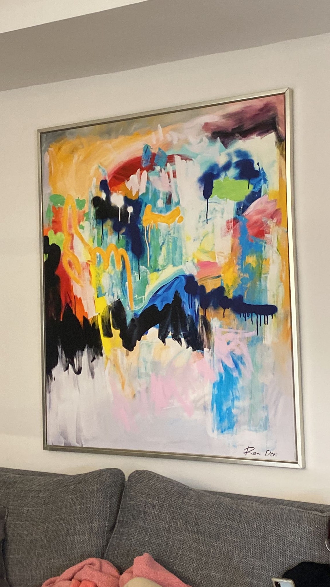 Color Explosion Brushwork Square Modern Abstract Artwork Poster - Image 2