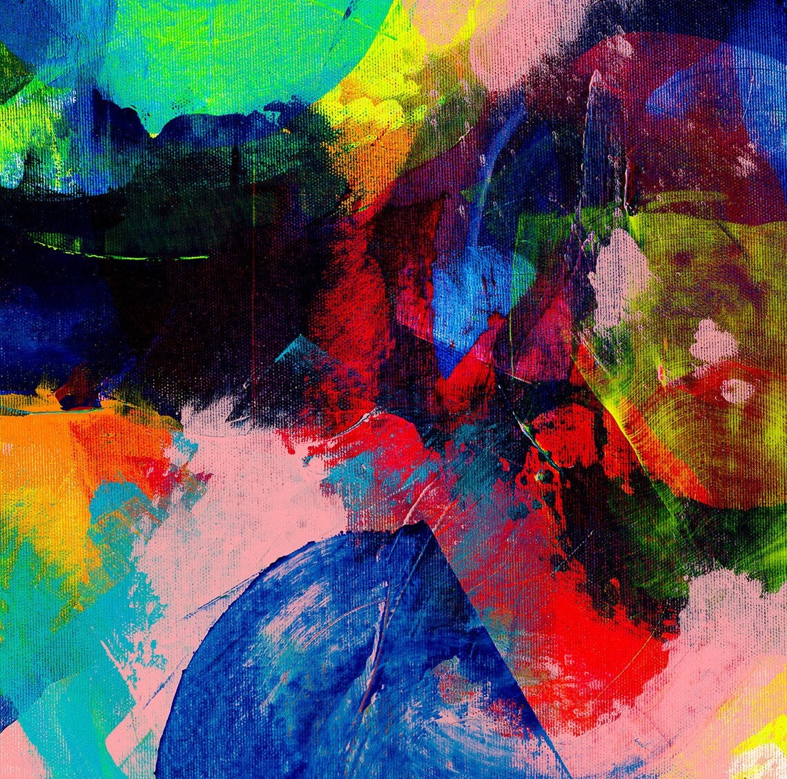 Umbrellas Overlapping Colorful Red Blue Circles Abstract Poster - Image 3