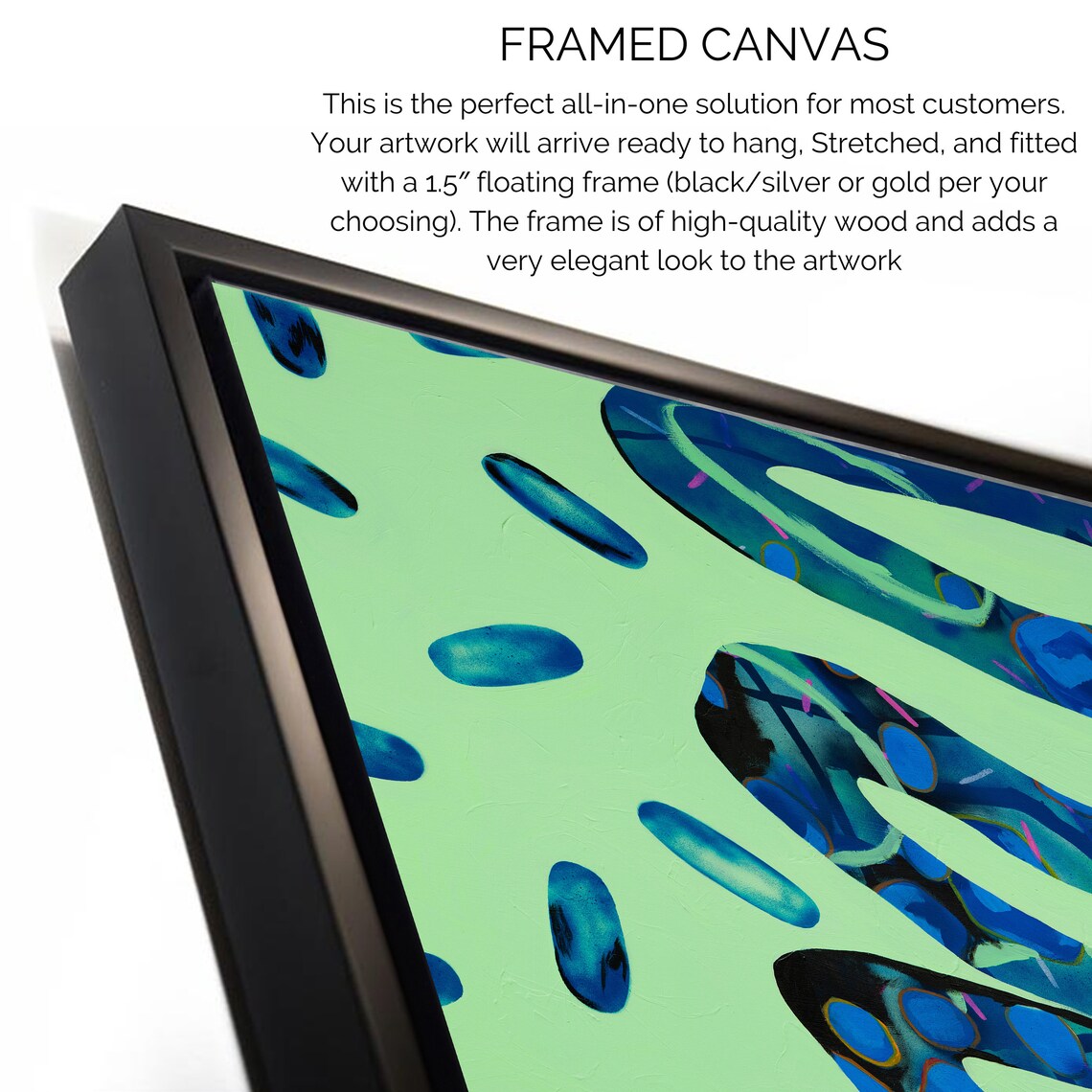 Neon Green Organic Shapes With Blue Ovals Bold Abstract Poster - Image 3
