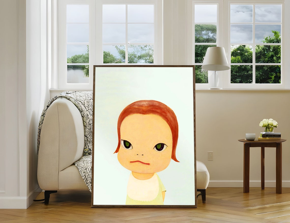 Yoshitomo Nara Green Eyed Child With Red Hair Portrait Yoshitomo Nara Green Eyes Child Red Hair Portrait Minimalist Contemporary