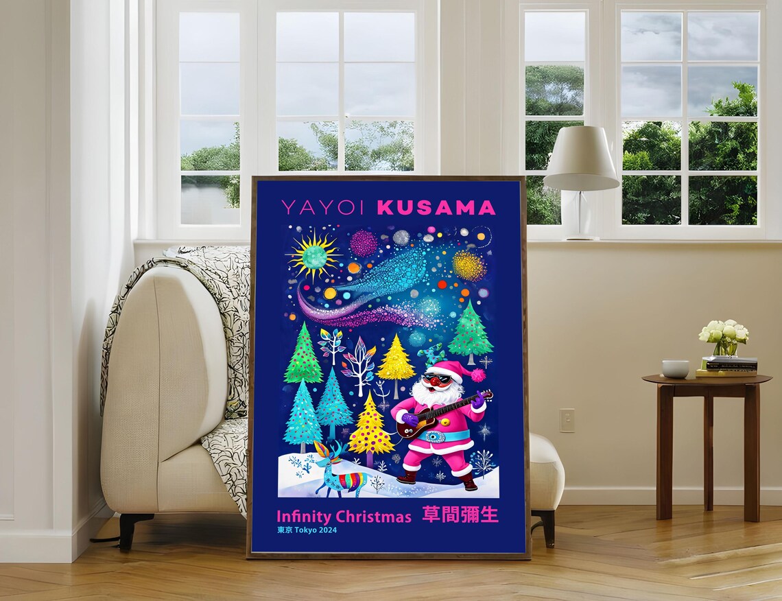 Yayoi Kusama Infinity Christmas Santa Guitar Tokyo 2024 Poster - Image 3